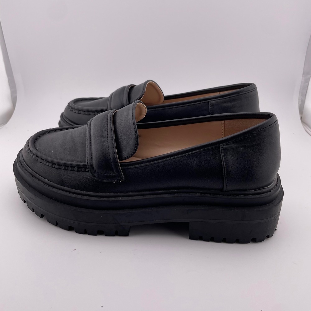 Princess Polly Black Chunky Platform Penny Loafers Lug Sole Shoes‎ Size 6 37 - Picture 3 of 9